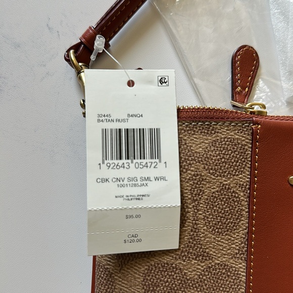 🆕 Coach Wristlet Brand New Rust Brown Small Cute Logo Print Authentic - Picture 11 of 11